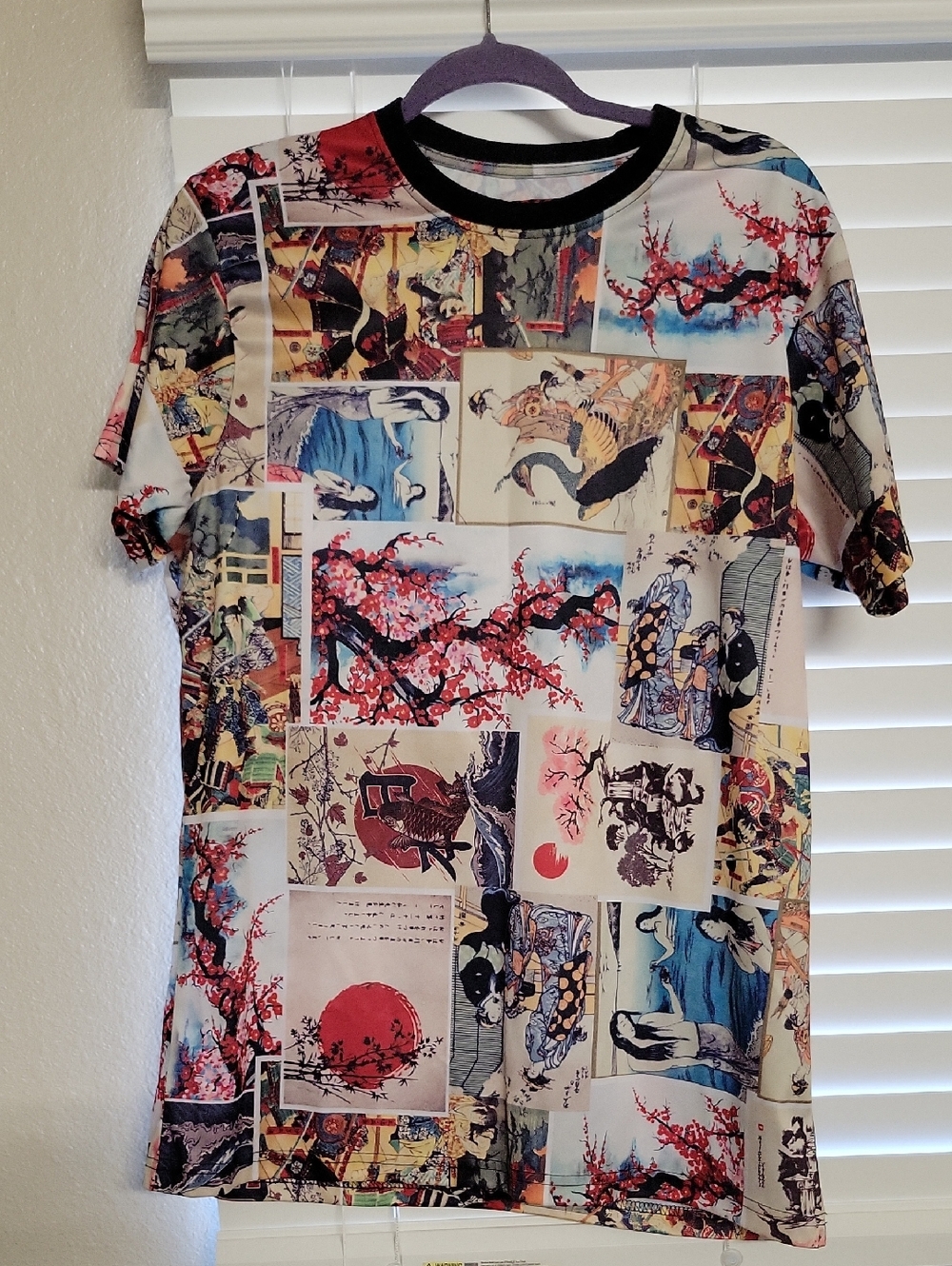 Men's Short Sleeve Graphic Cherry Blossom Panel Print Tee - Multicolor